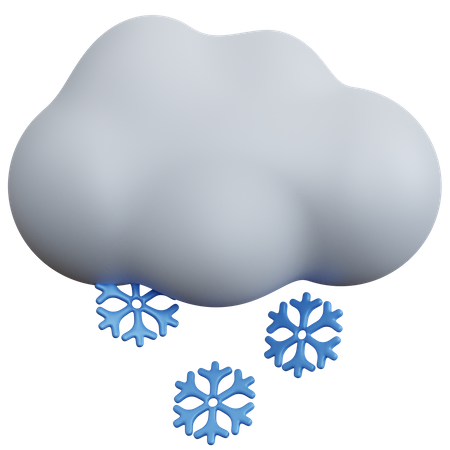 Clouds With Snowflakes  3D Icon