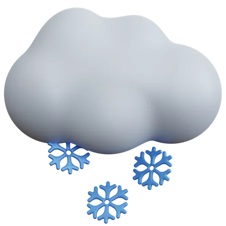 Clouds With Snowflakes  3D Icon