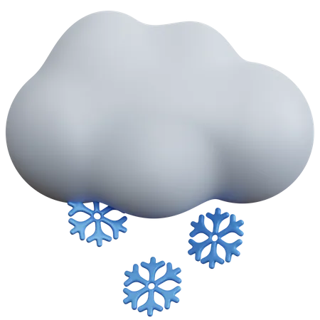 Clouds With Snowflakes 3D Icon