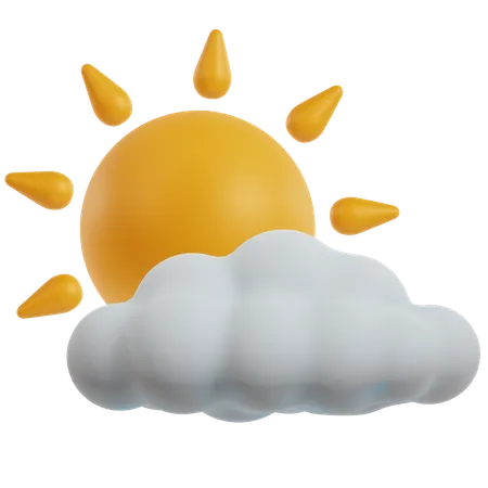 Clouds With Sun  3D Icon
