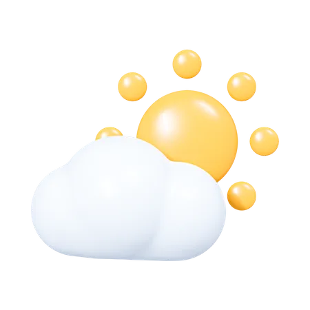 Clouds with Sun  3D Icon