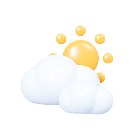 Clouds with Sun  3D Icon