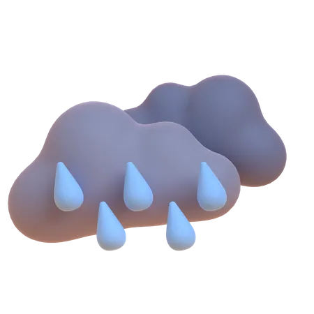 Cloudy And Rainy  3D Illustration