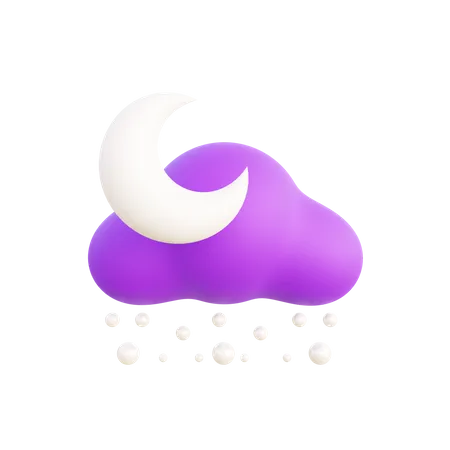 Cloudy and snow night  3D Icon