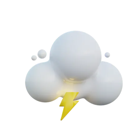 Cloudy And Thunder  3D Icon