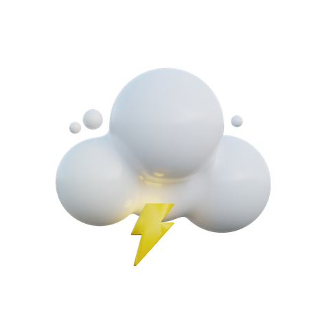 Cloudy And Thunder 3D Icon