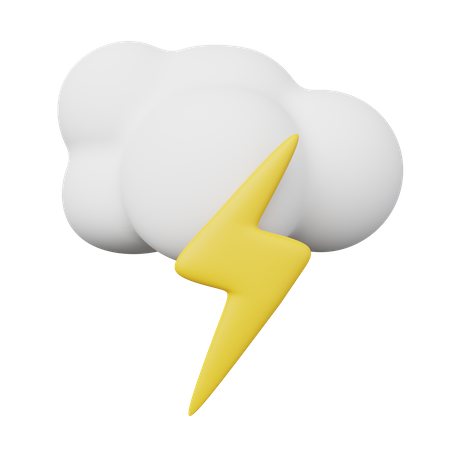 Cloudy and Thunder 3D Illustration