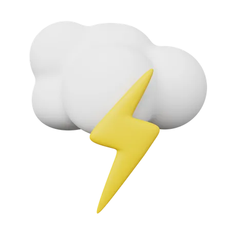 Cloudy and Thunder  3D Illustration
