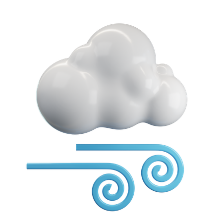 Cloudy And Windy  3D Icon