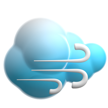 Cloudy And Windy  3D Icon