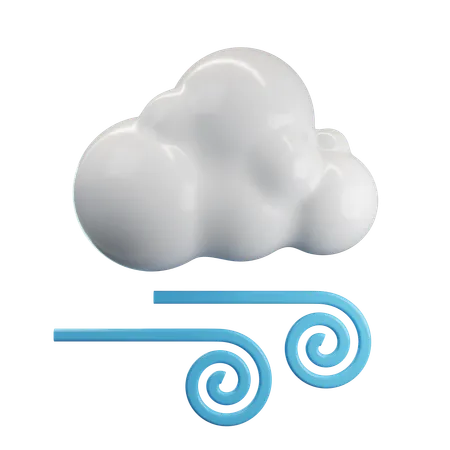 Cloudy And Windy  3D Icon