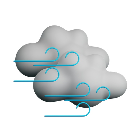 Cloudy And Windy  3D Icon