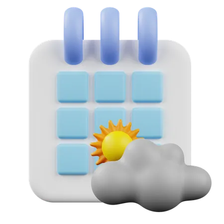 Cloudy Calendar  3D Icon