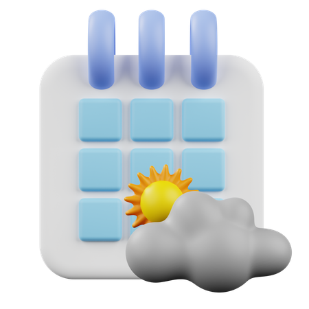 Cloudy Calendar  3D Icon