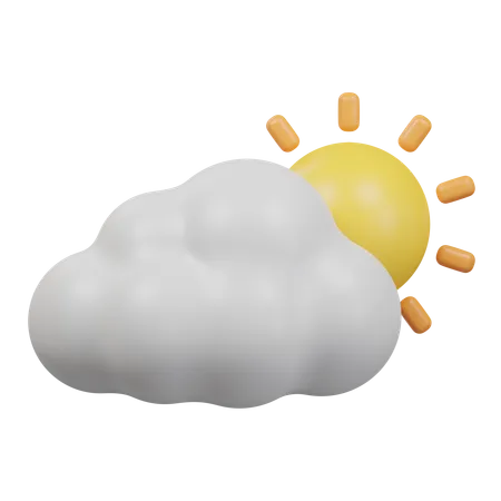 Cloud With Sun 3 D Illustration 3D Icon