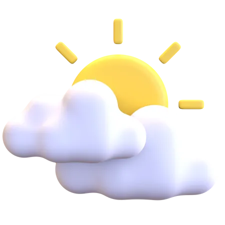Cloudy Sun Day Weather Icon 3 D Render Illustration 3D Illustration
