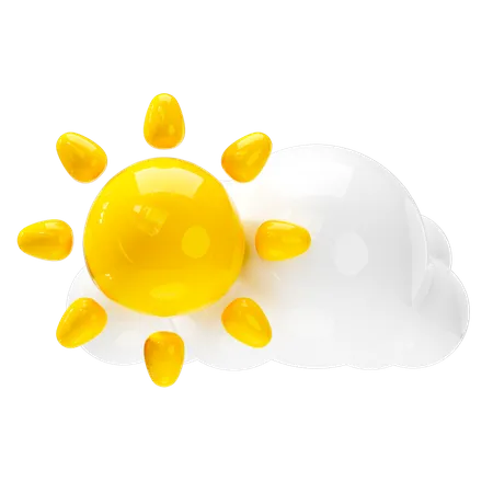 Cloudy Sunny Weather Icon Weather Forecast Sign 3D Icon