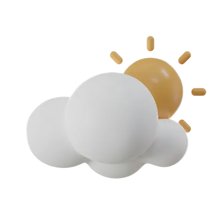 Minimalist Weather Infographic 3 D Sun And Cloud Render 3D Icon