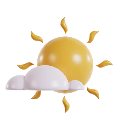 3 D Illustration Of Sun And Cloud Rendering Icon 3D Icon