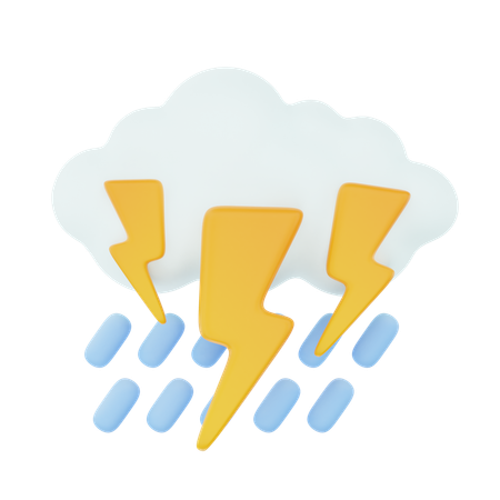 Cloudy Day Thunderstorm Rain  3D Icon