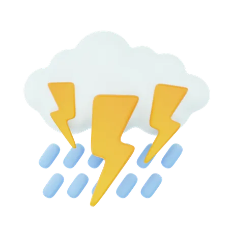 Cloudy Day Thunderstorm Rain  3D Icon
