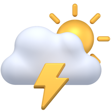 Cloudy day with thunderstorm  3D Icon