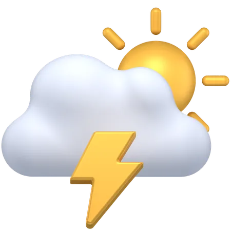 Cloudy day with thunderstorm  3D Icon