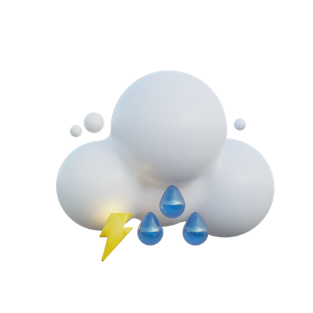 Cloudy Drizzle And Thunder  3D Icon