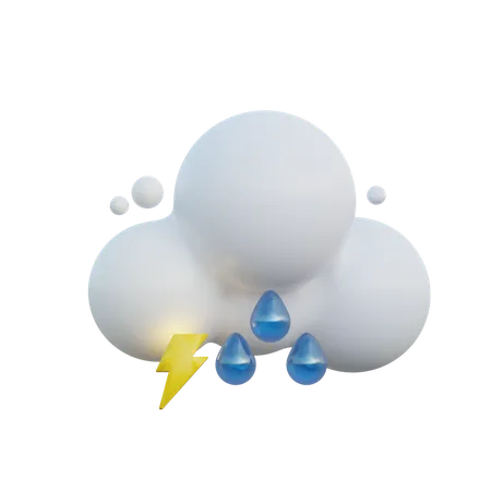 Cloudy Drizzle And Thunder  3D Icon