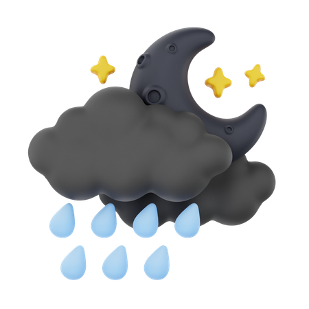 Cloudy Drizzling Night  3D Icon