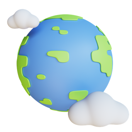 Cloudy Earth  3D Illustration