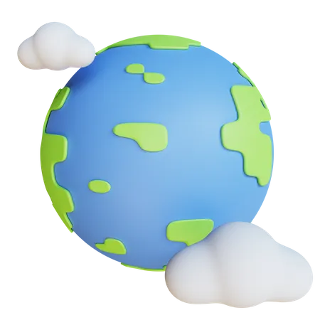 Cloudy Earth  3D Illustration