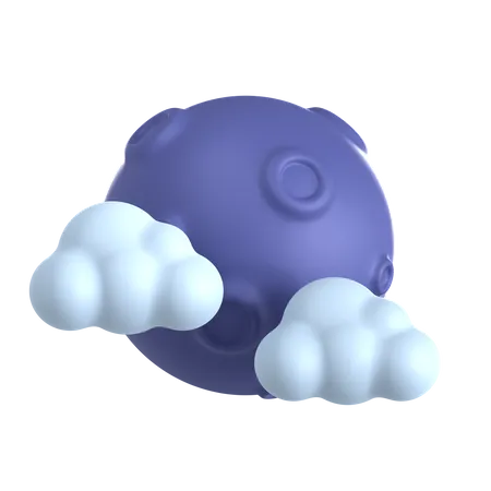 Cloudy Full Moon Night  3D Icon