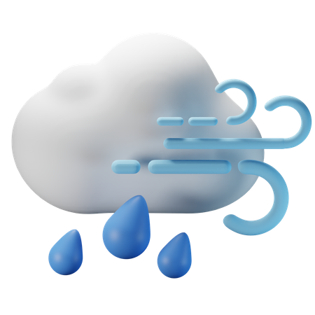 Cloudy Heavy Rain Windy  3D Icon