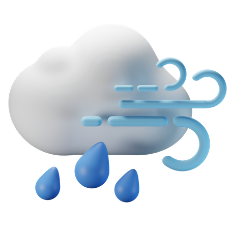 Cloudy Heavy Rain Windy  3D Icon