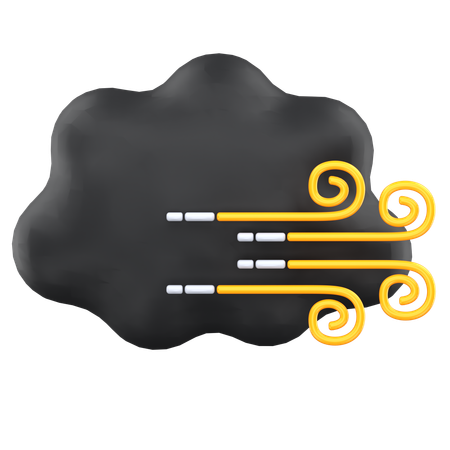 Cloudy Midnight With Wind  3D Icon