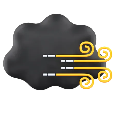 Cloudy Midnight With Wind  3D Icon