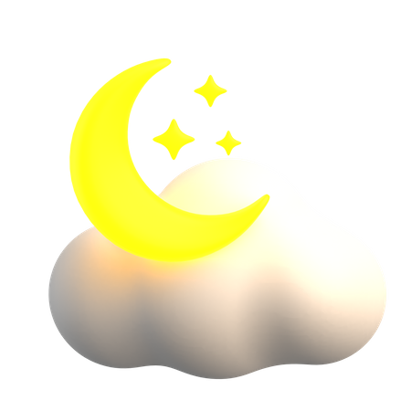 Cloudy Moon  3D Icon