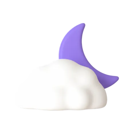 Cloudy Moon  3D Icon