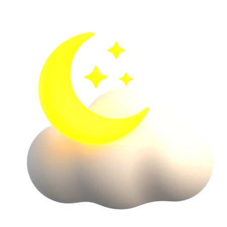 Cloudy Moon  3D Icon