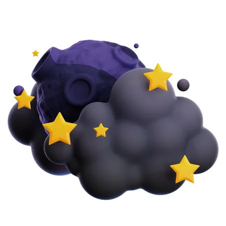 CLOUDY MOON NIGHT WITH STARS  3D Icon