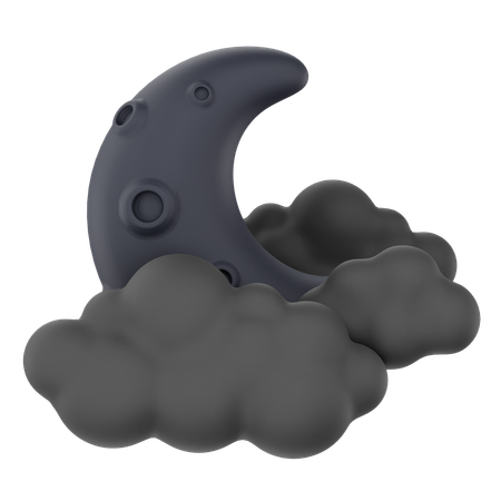 Cloudy Moon Night Without Stars  3D Icon