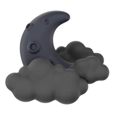 Cloudy Moon Night Without Stars  3D Icon
