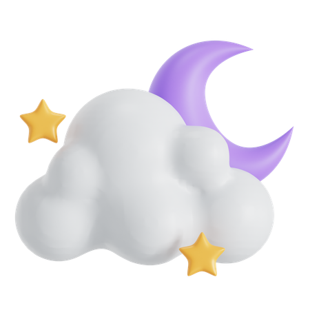 Cloudy night  3D Icon