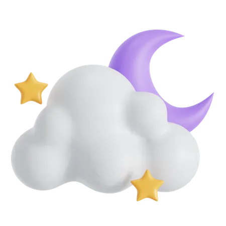 Cloudy Night With Moon 3D Icon