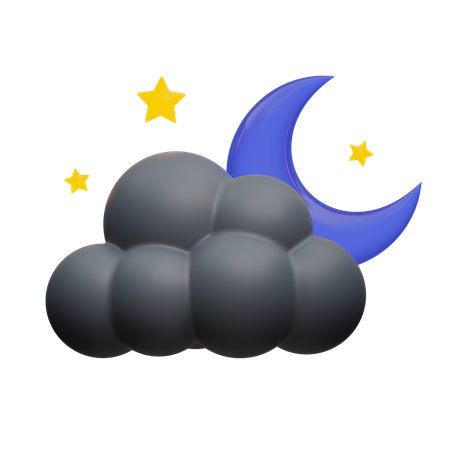 Cloudy night  3D Icon