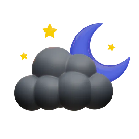 Cloudy night  3D Icon