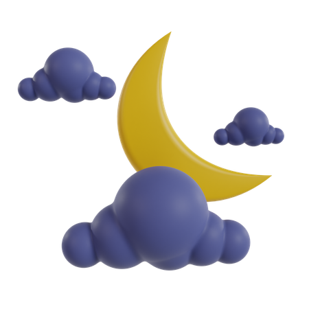 Cloudy night  3D Icon