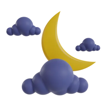 Cloudy night  3D Icon