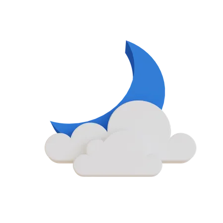 3 D Illustration Weather Icon Cloudy Night 3D Illustration